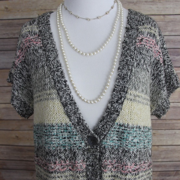 MAURICES Multi-Color Striped Short-Sleeve Cardigan - Picture 2 of 8